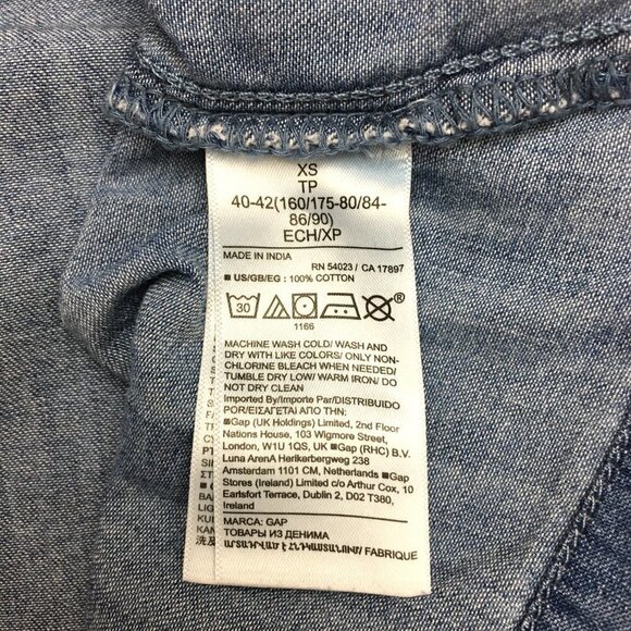 Gap Women's Chambray Tunic Top Square Neck Short Sleeves Lightweight Size XS - Picture 6 of 9